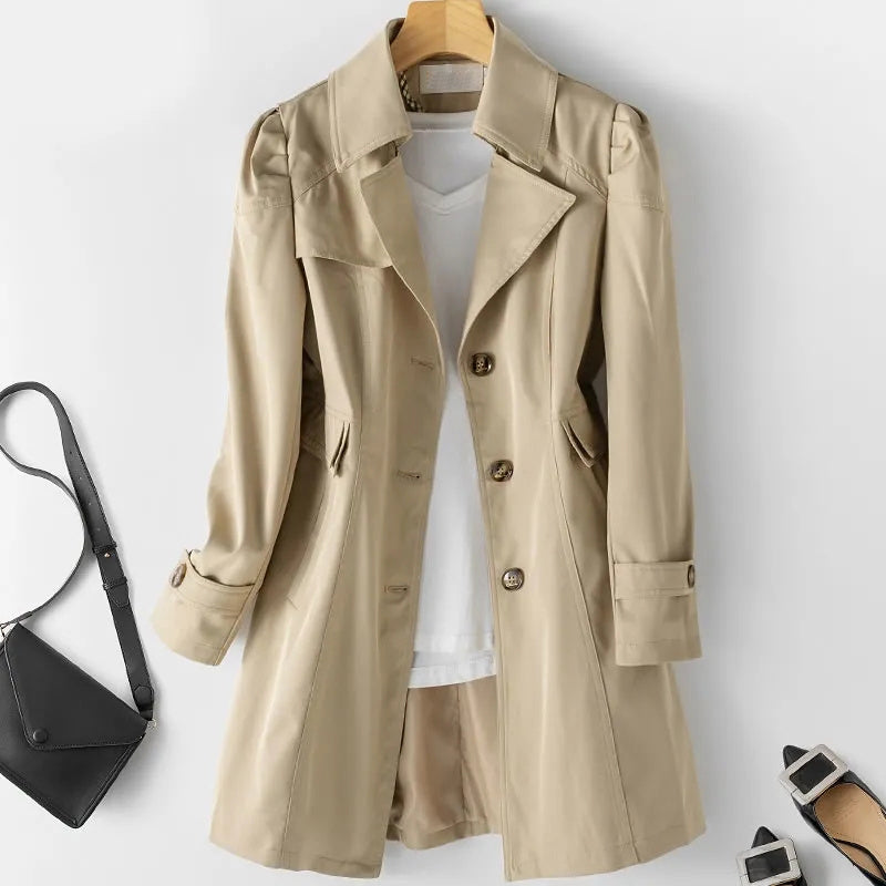 Trench Femme Élégant - Mi-Long, Léger & Chic Polyvalent