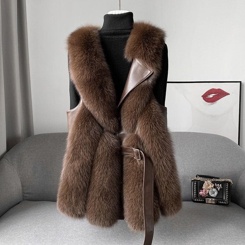 Gilet Élégant Zippé Fourrure Artificielle pour Femme Hiver - LuxeStyle