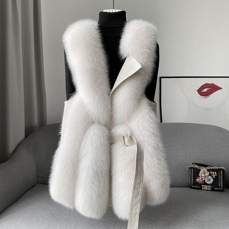 Gilet Élégant Zippé Fourrure Artificielle pour Femme Hiver