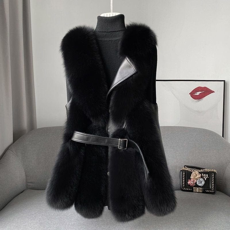 Gilet Élégant Zippé Fourrure Artificielle pour Femme Hiver
