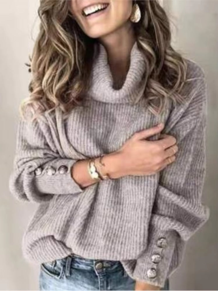 Pull Col Roulé Femme Chic Élégant