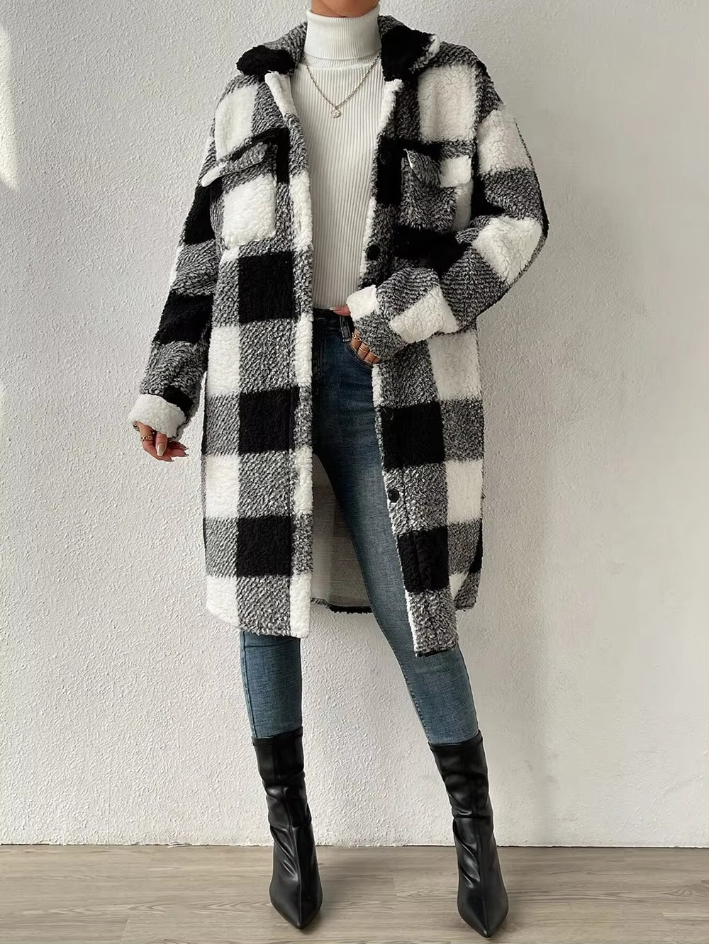 Manteau Long Élégant à Poils pour Femme Hiver