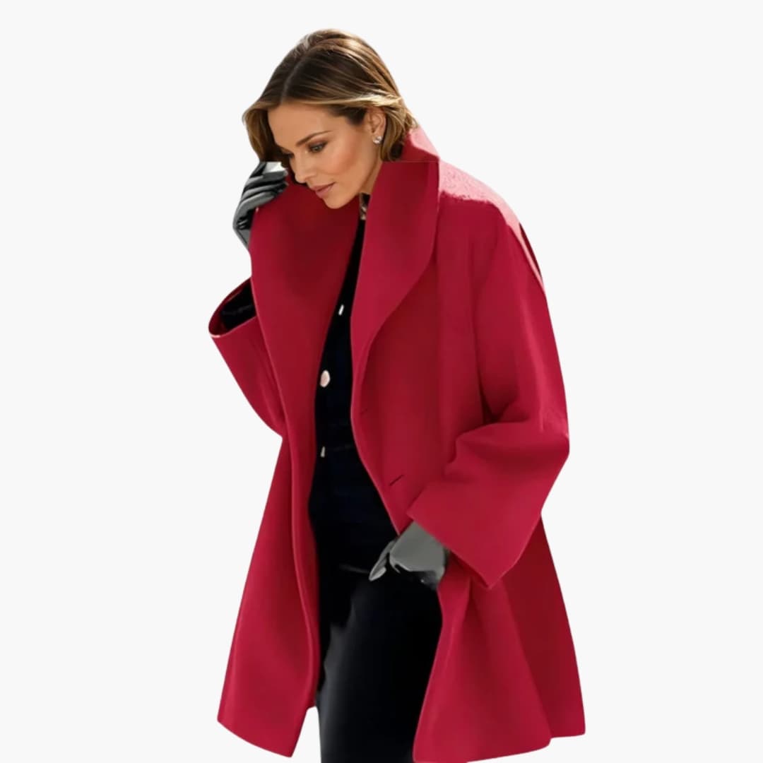 Manteau femme élégant mi-long col dégagé