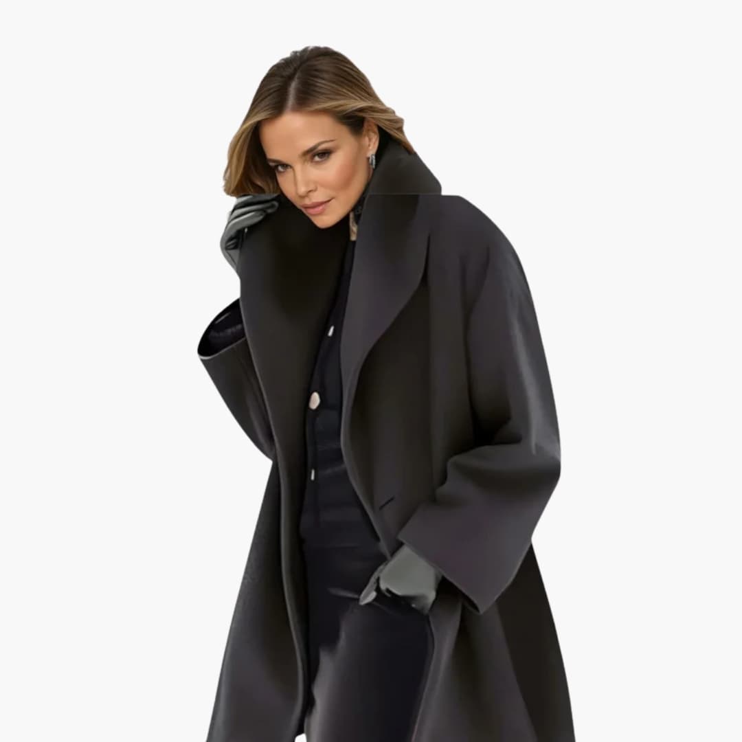 Manteau femme élégant mi-long col dégagé