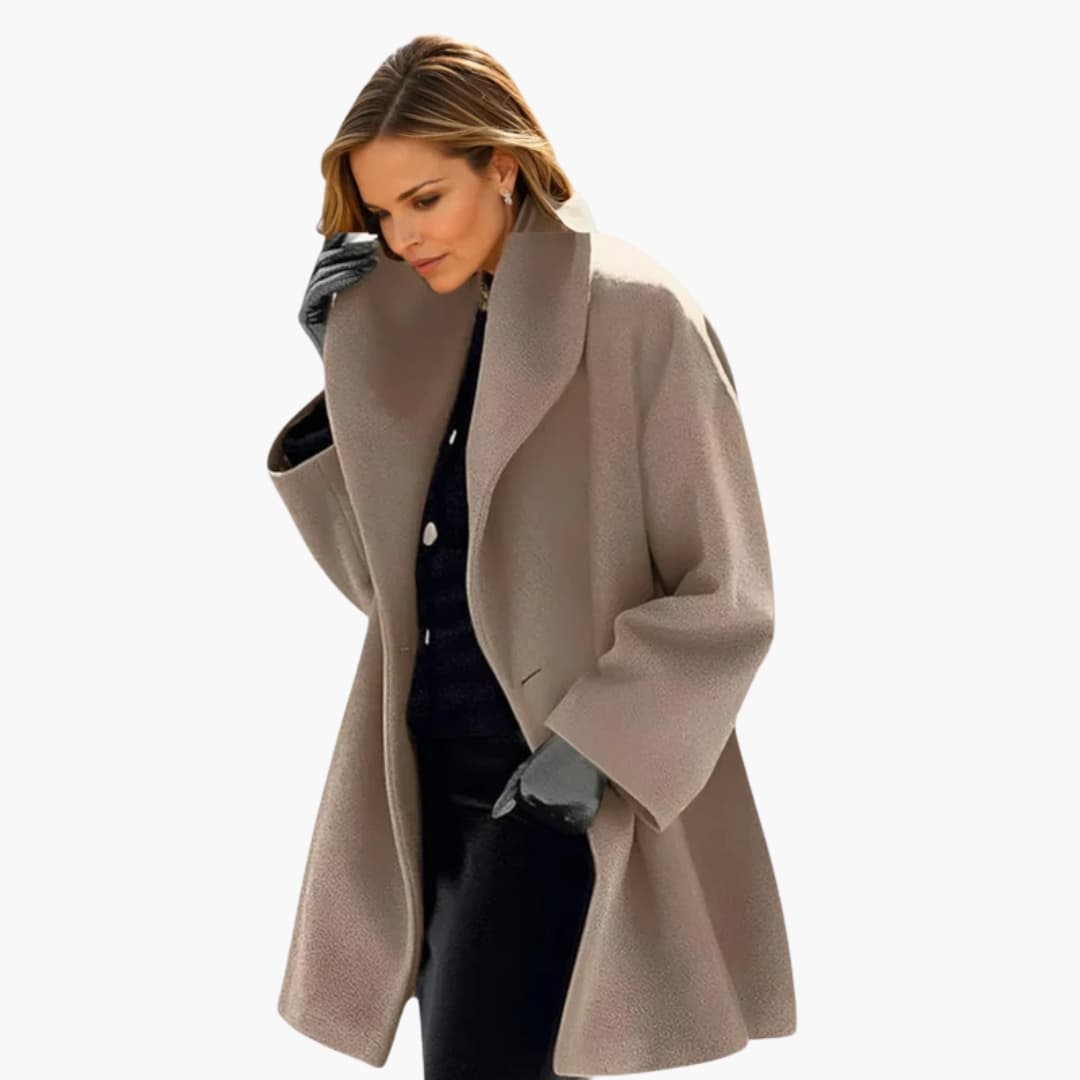 Manteau femme élégant mi-long col dégagé