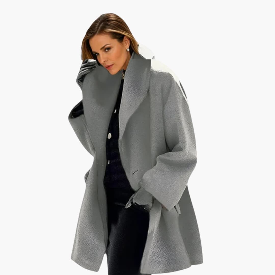 Manteau femme élégant mi-long col dégagé