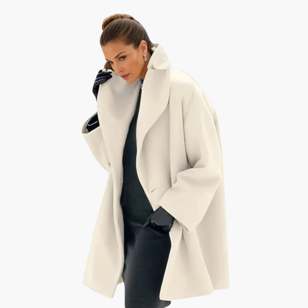 Manteau femme élégant mi-long col dégagé