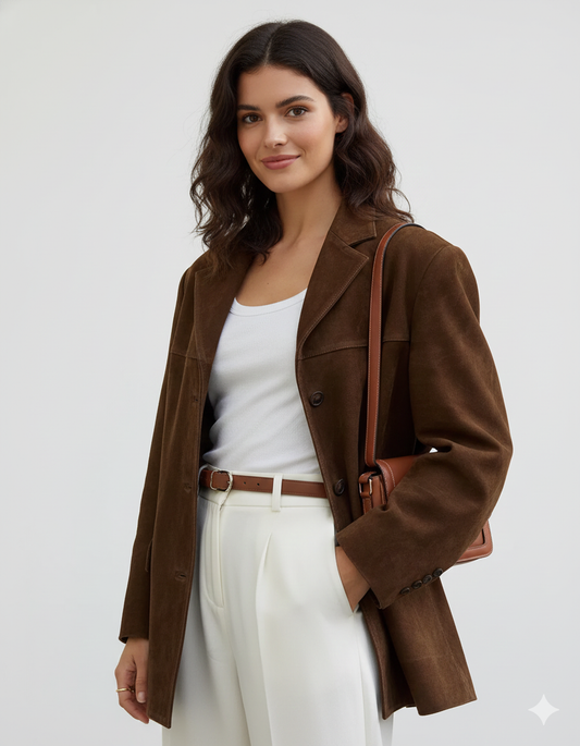 Veste Femme Élégante Brun Stretch - LuxeStyle