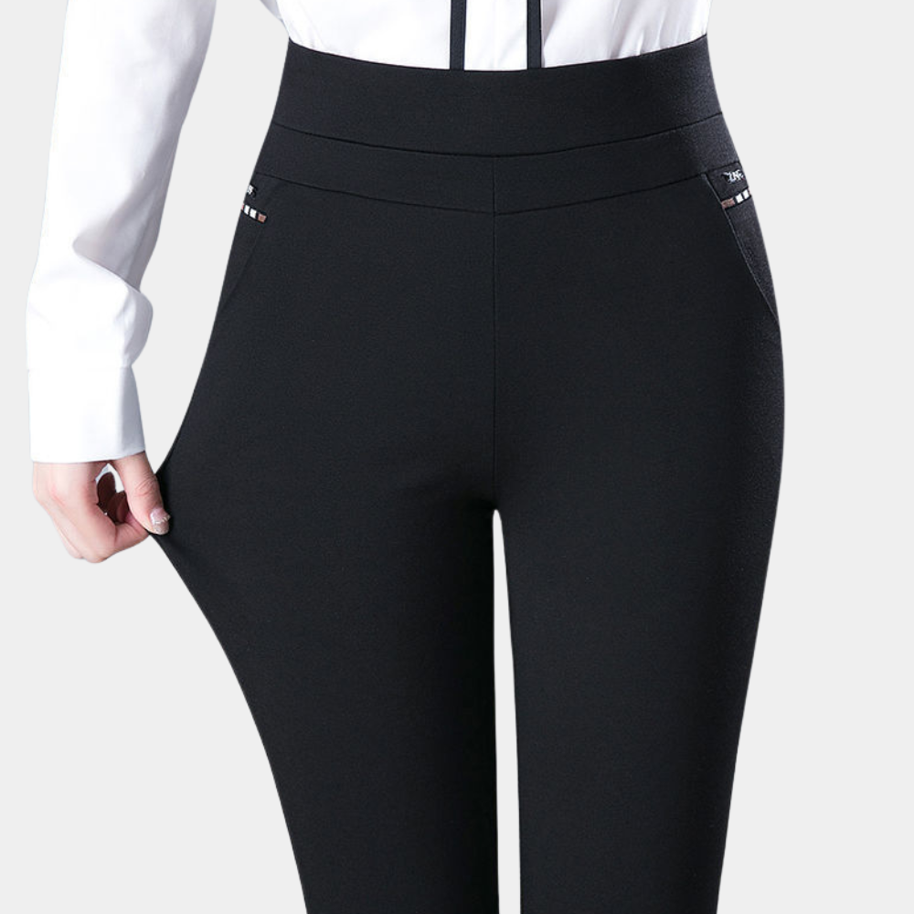 Pantalon Femme Chic Taille Haute Décontracté avec Poches - LuxeStyle