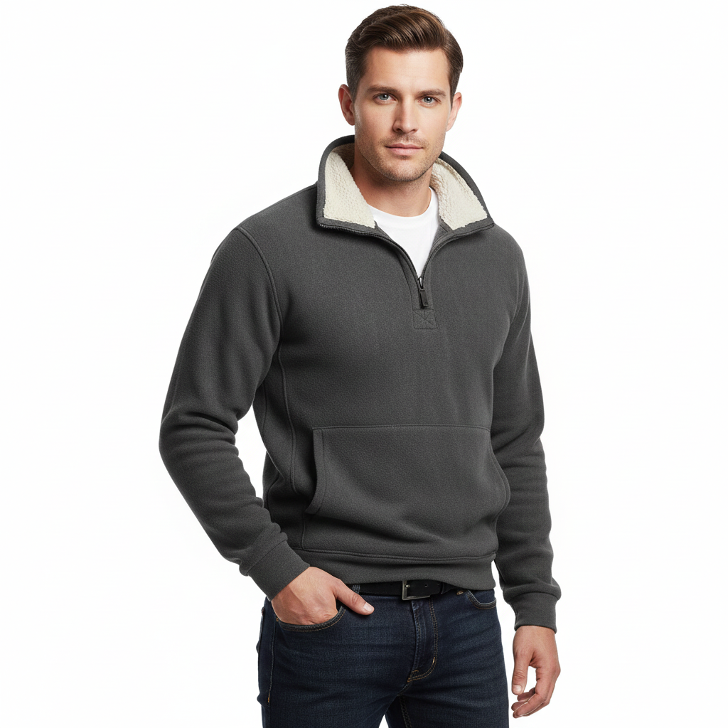 Pull Zippé Homme Doublé Fleece Confortable - LuxeStyle