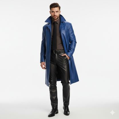 Manteau Long Homme Chic - Trench Élégant à Fermeture Bouton