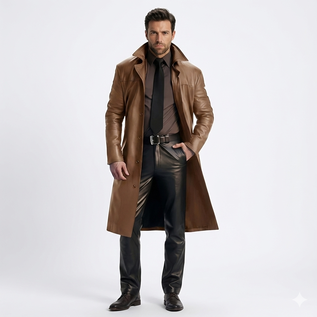 Manteau Long Homme Chic - Trench Élégant à Fermeture Bouton
