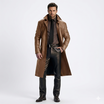 Manteau Long Homme Chic - Trench Élégant à Fermeture Bouton