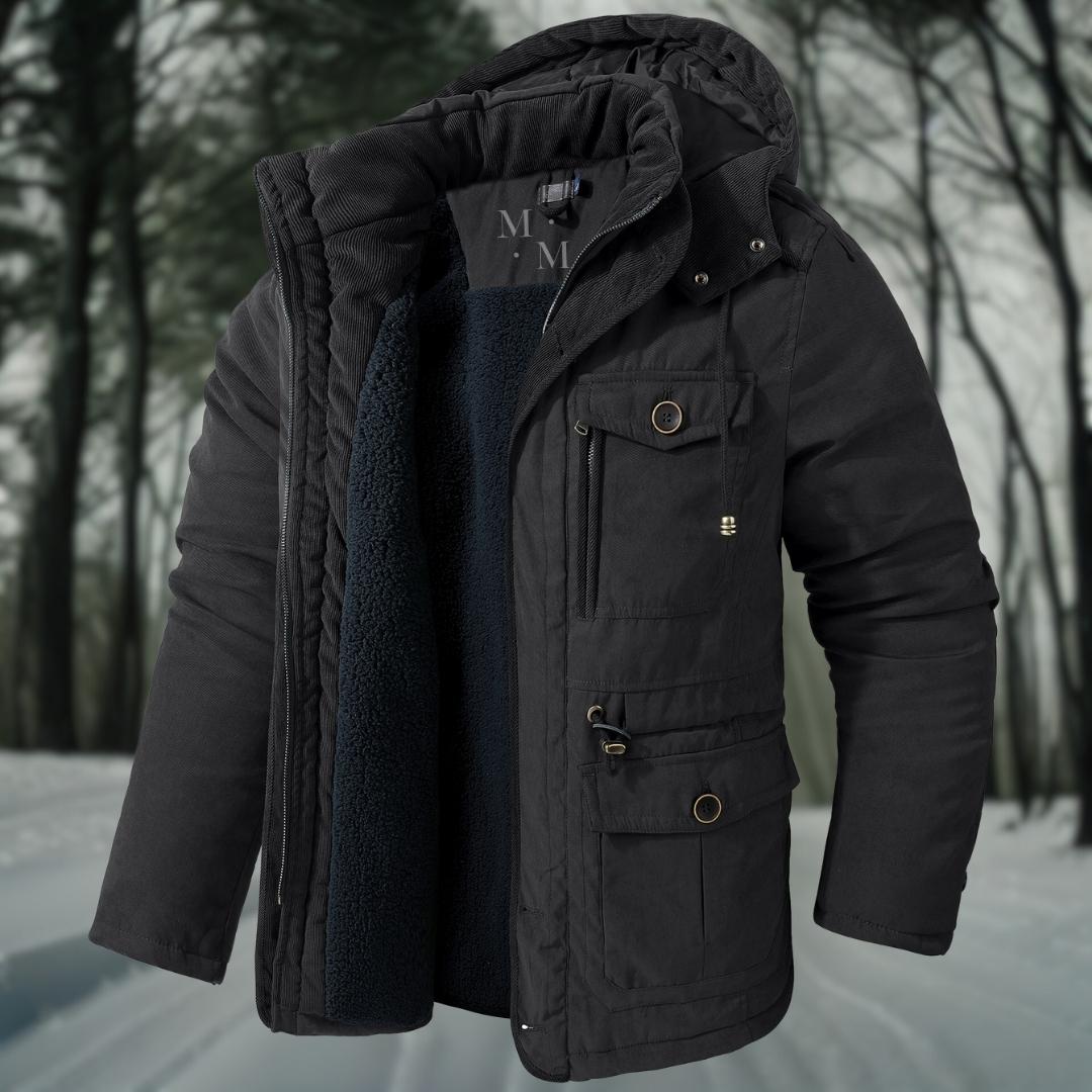 Manteau Hiver Homme Élégant avec Capuche et Fermeture Éclair - LuxeStyle