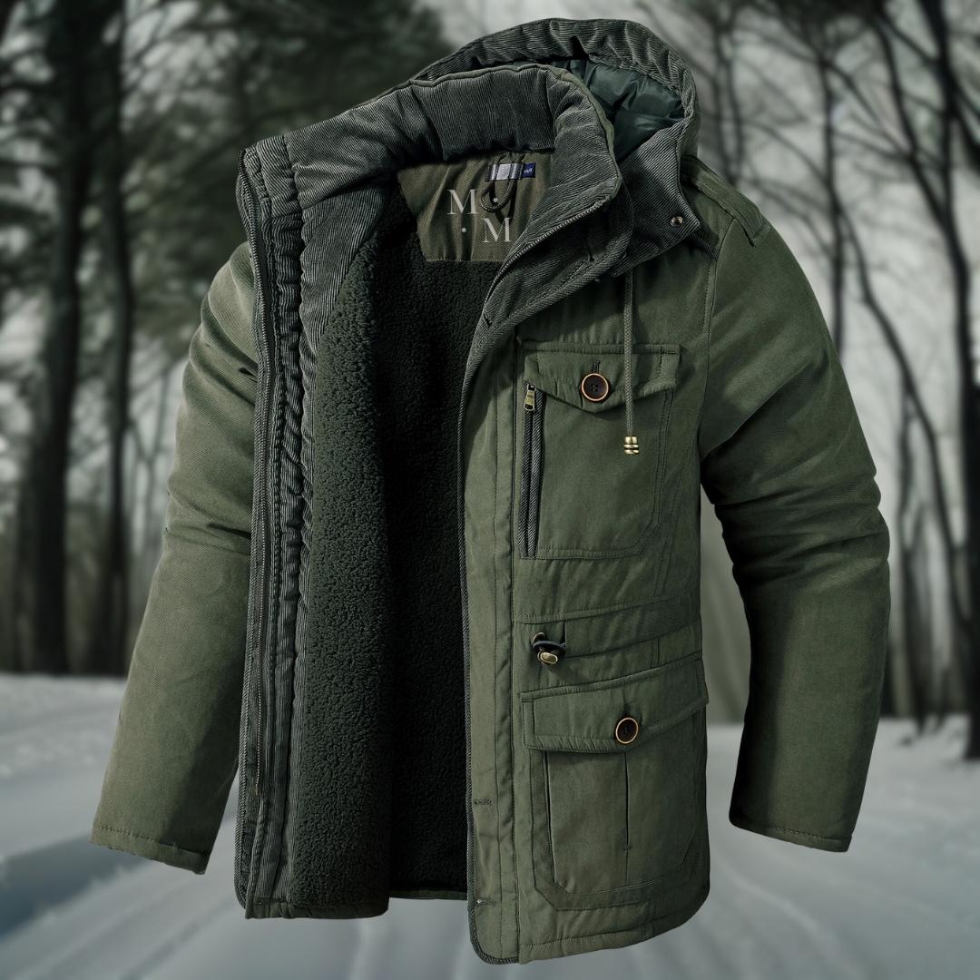 Manteau Hiver Homme Élégant avec Capuche et Fermeture Éclair
