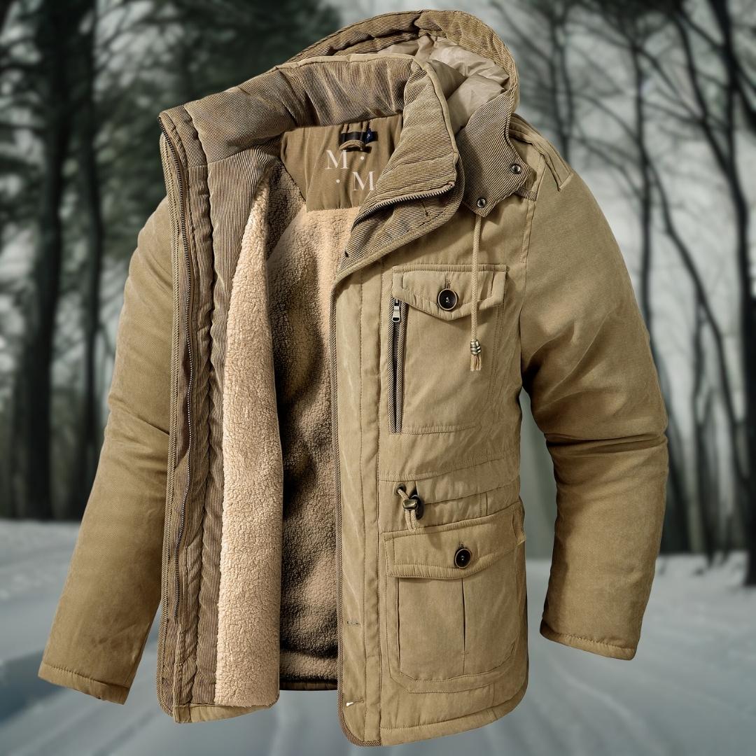 Manteau Hiver Homme Élégant avec Capuche et Fermeture Éclair