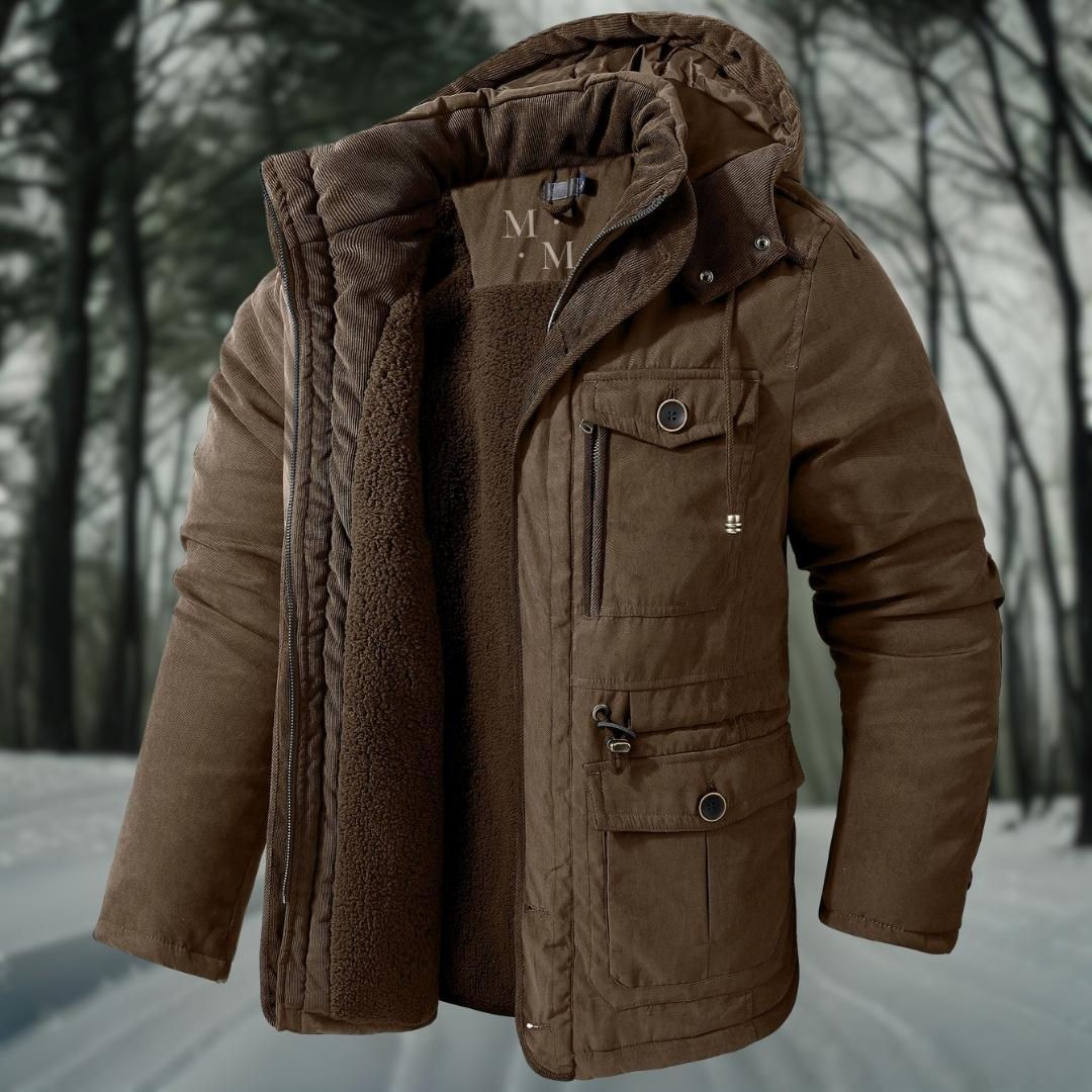 Manteau Hiver Homme Élégant avec Capuche et Fermeture Éclair