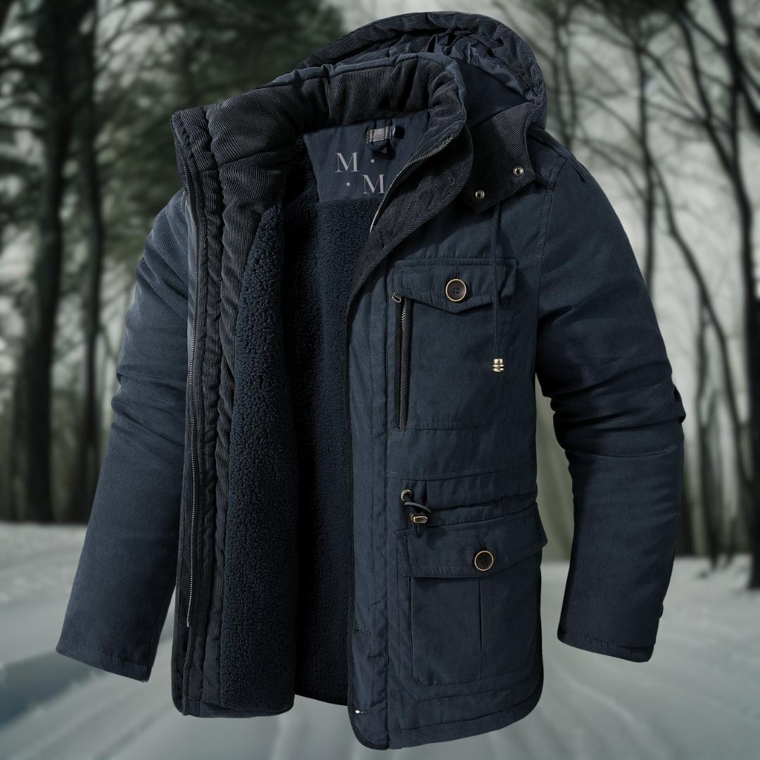 Manteau Hiver Homme Élégant avec Capuche et Fermeture Éclair