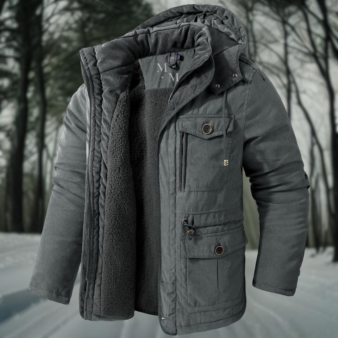 Manteau Hiver Homme Élégant avec Capuche et Fermeture Éclair