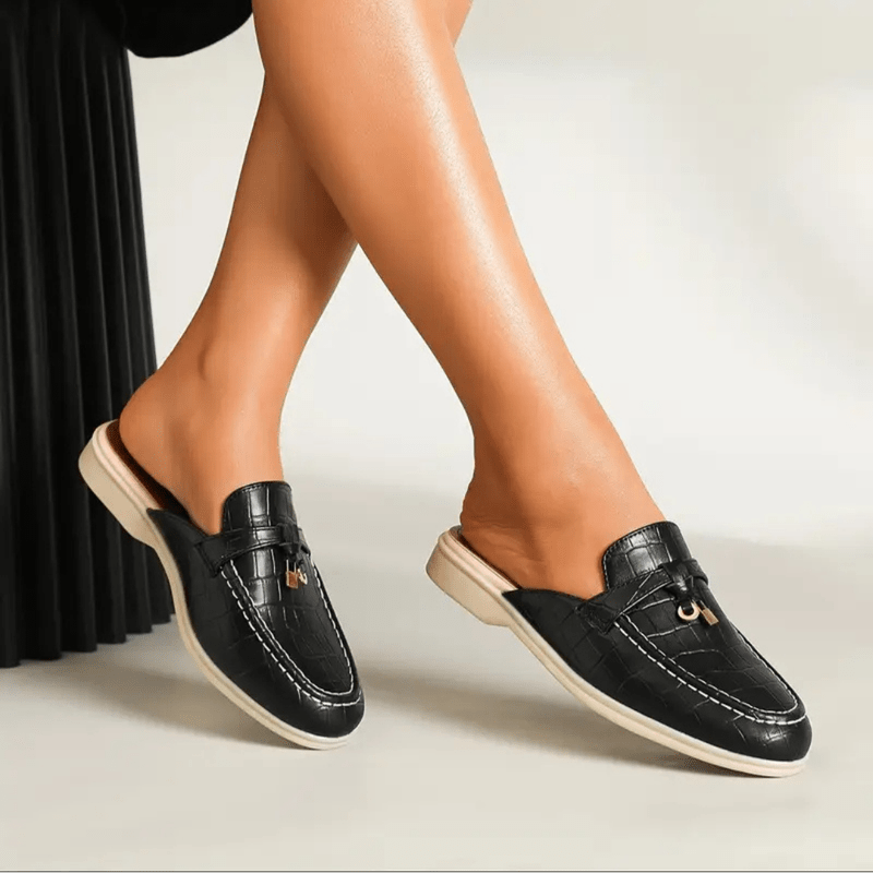 Mules Femmes à Talon Plat - Chaussures Découvertes Élégantes & Confortables