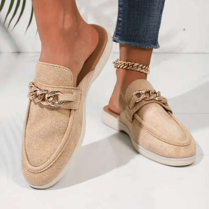 Mocassins Femme Élégants – Mules d’Été Confortables à Tige Aérée & Chaîne Or - LuxeStyle