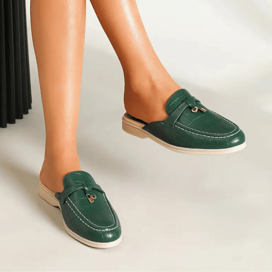 Mules Femmes à Talon Plat - Chaussures Découvertes Élégantes & Confortables - LuxeStyle