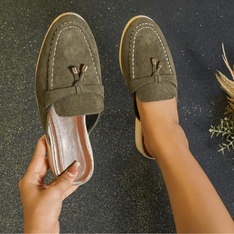 Mocassins Femmes Vert Été - Mules Confort Frangées - LuxeStyle