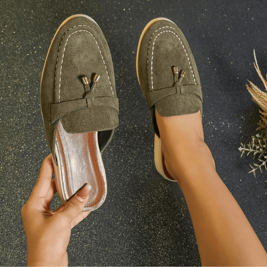 Mocassins Femmes Vert Été - Mules Confort Frangées - LuxeStyle