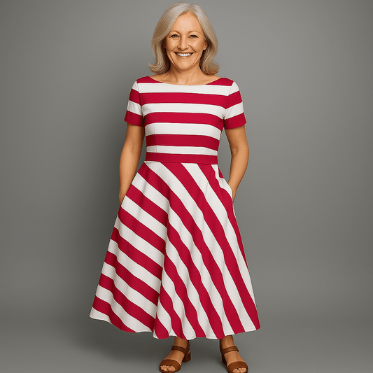 Robe Femme Rayée Élégante à Manches Courtes - LuxeStyle