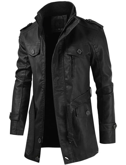 Veste Mi-Longue Élégante pour Homme avec Col Revers et Fermeture Éclair - LuxeStyle