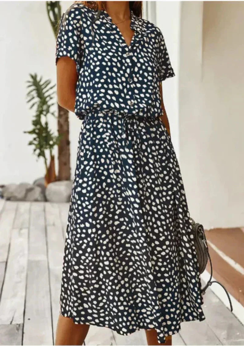 Robe Été Femme Floral Manches Courtes Décolletée