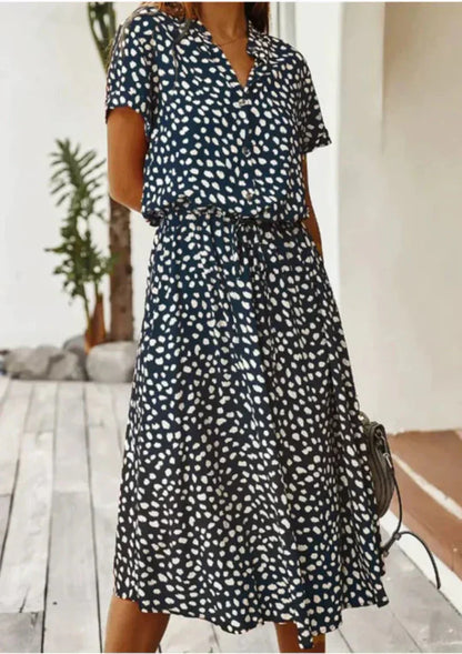 Robe Été Femme Floral Manches Courtes Décolletée