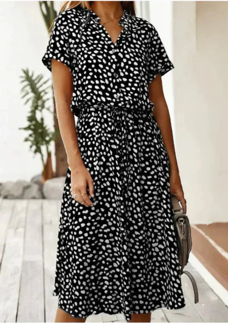 Robe Été Femme Floral Manches Courtes Décolletée