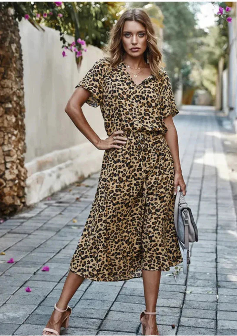 Robe Été Femme Floral Manches Courtes Décolletée