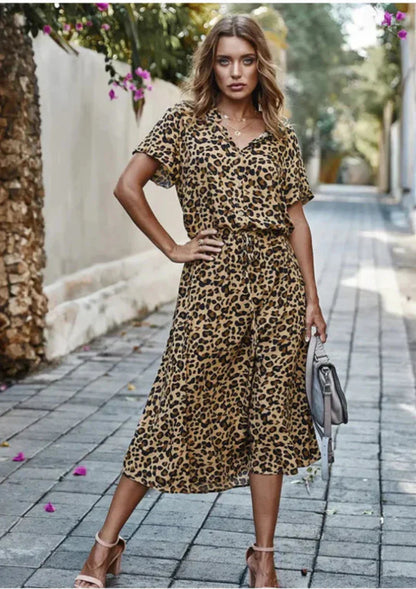 Robe Été Femme Floral Manches Courtes Décolletée