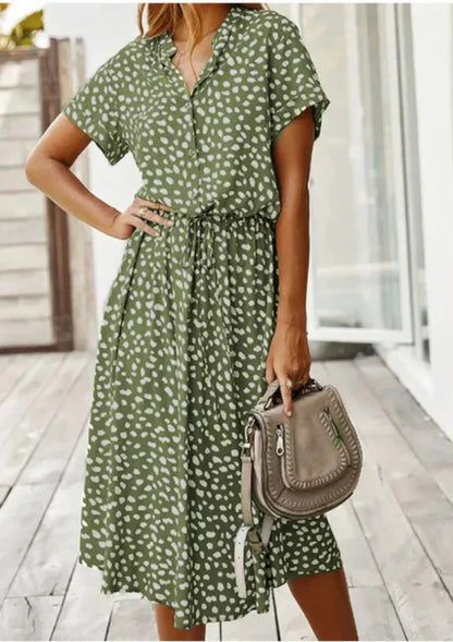 Robe Été Femme Floral Manches Courtes Décolletée