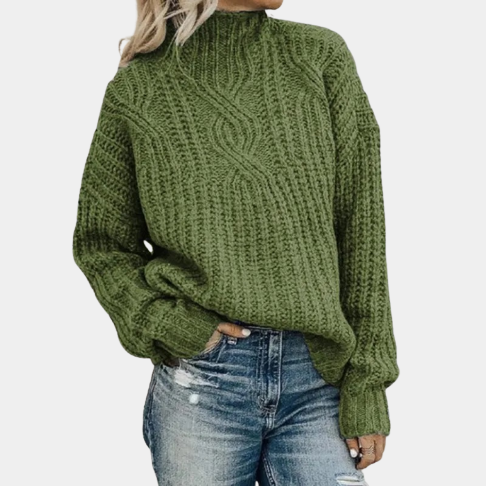 Pull Femme Câblé Col Haut Élégant Hiver - LuxeStyle