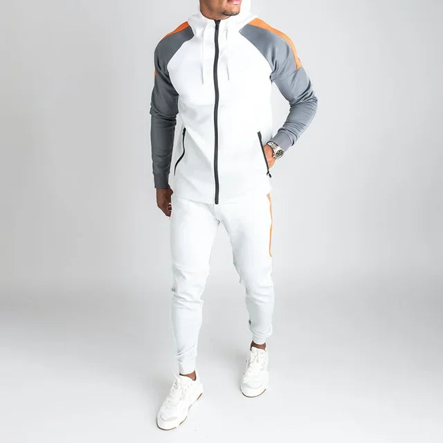 Survêtement Homme Sportif avec Veste Zippée et Détails Contrastés - LuxeStyle