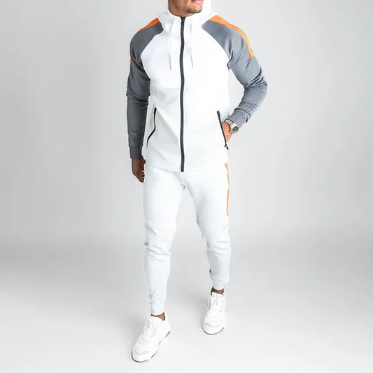 Survêtement Homme Sportif avec Veste Zippée et Détails Contrastés - LuxeStyle