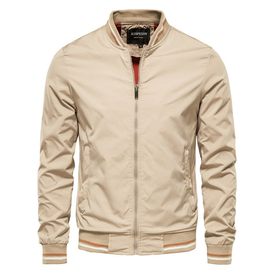 Veste Cuir Homme Brun Col Montant Fermeture Éclair - LuxeStyle