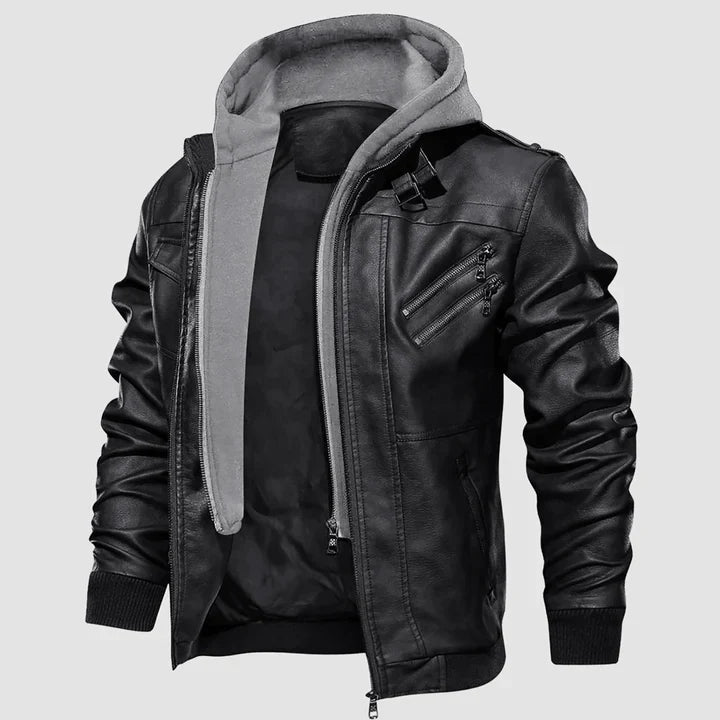 Veste cuir végétal tendance avec capuche