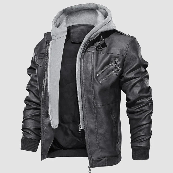Veste cuir végétal tendance avec capuche
