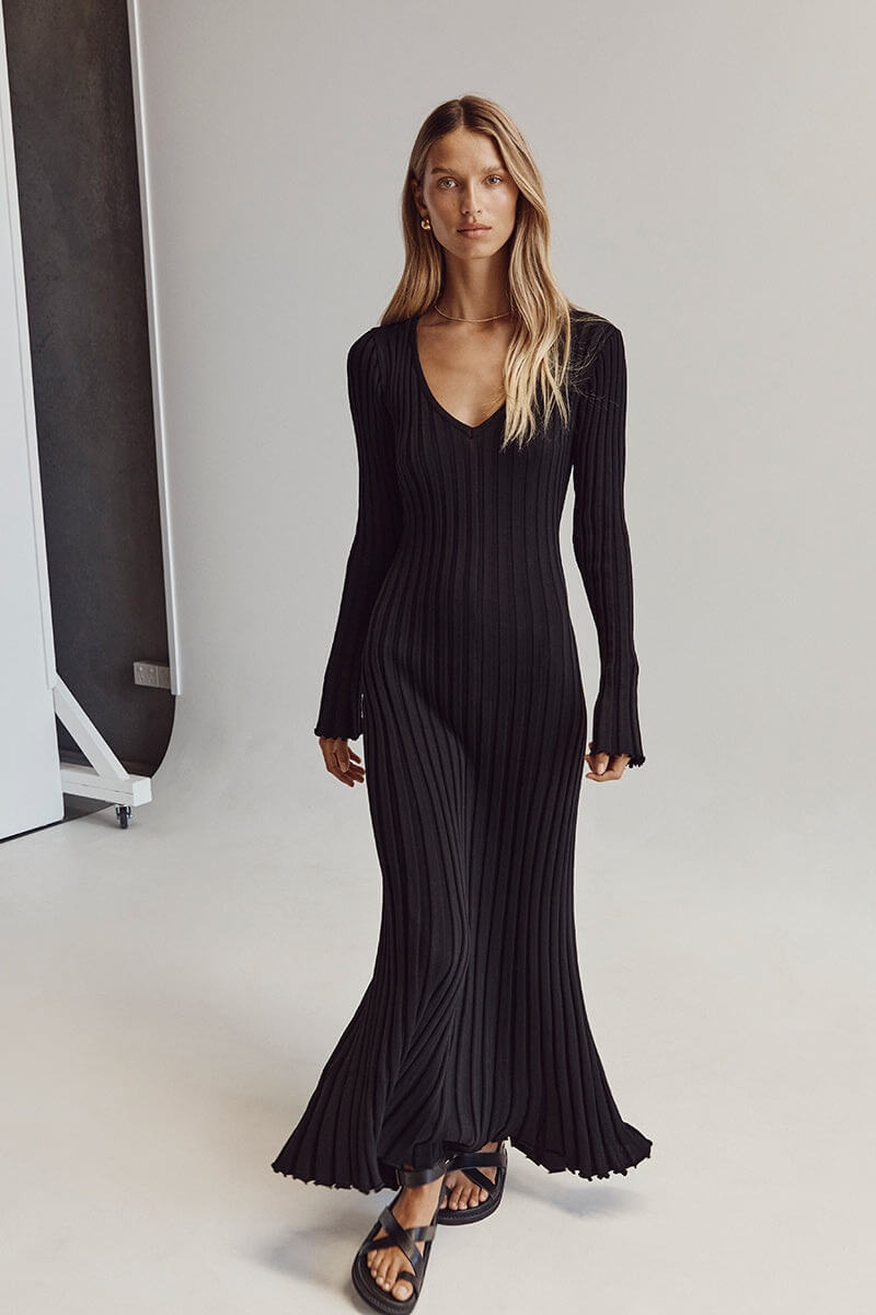 Robe Femme Chic en Maille Col Décolleté