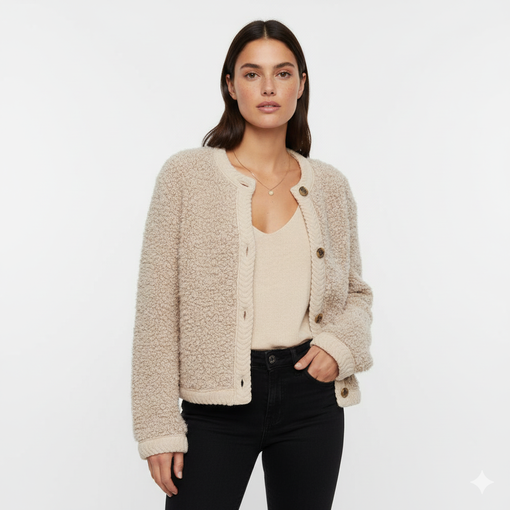 Veste Teddy Féminine – Gilet Élégant en Fausse Fourrure avec Fermeture Boutons