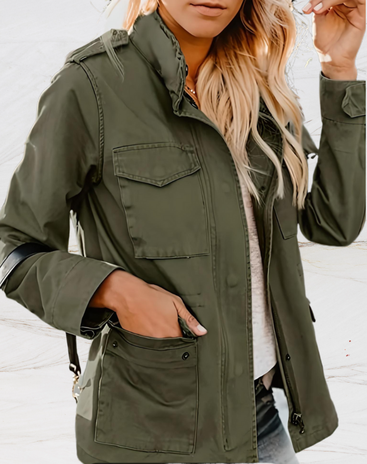 Veste Femme Chic - Veste Longue Courte avec Poches Utiles