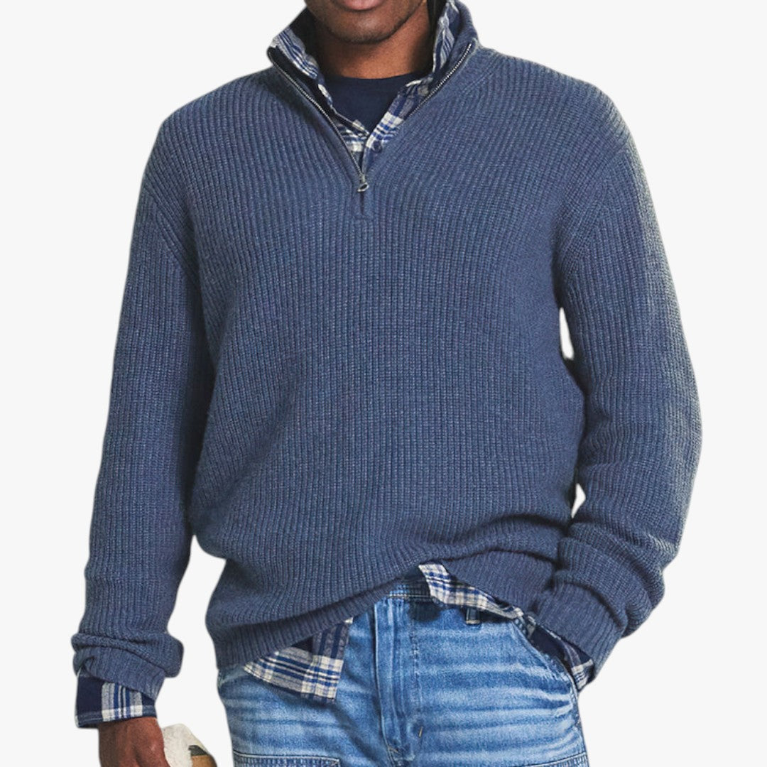 Pull en Laine Mérinos Col Montant pour Homme Gris Foncé