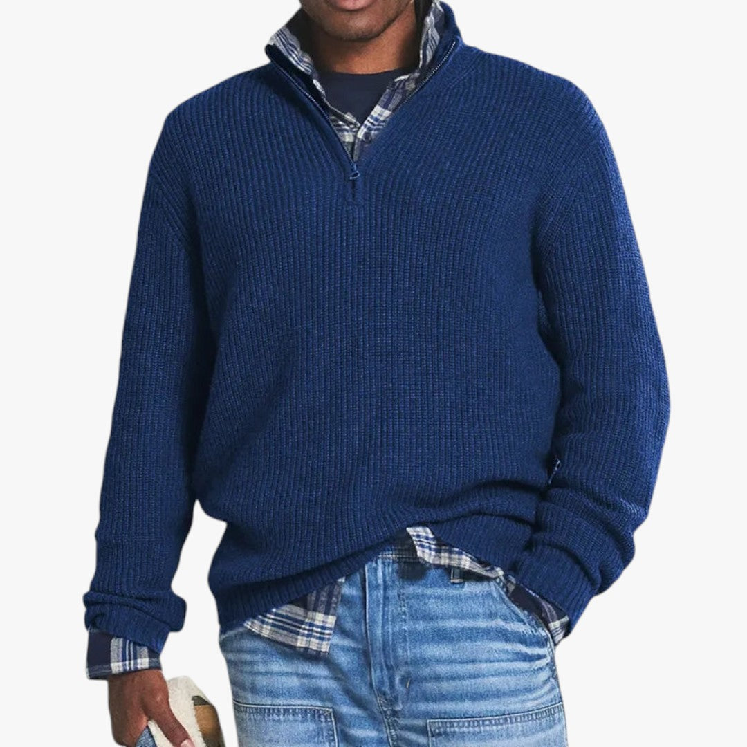 Pull en Laine Mérinos Col Montant pour Homme Gris Foncé