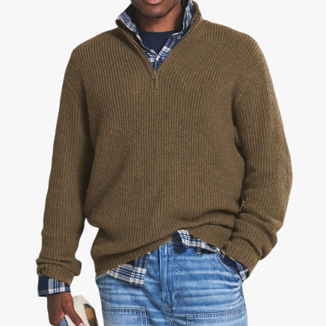 Pull en Laine Mérinos Col Montant pour Homme Gris Foncé