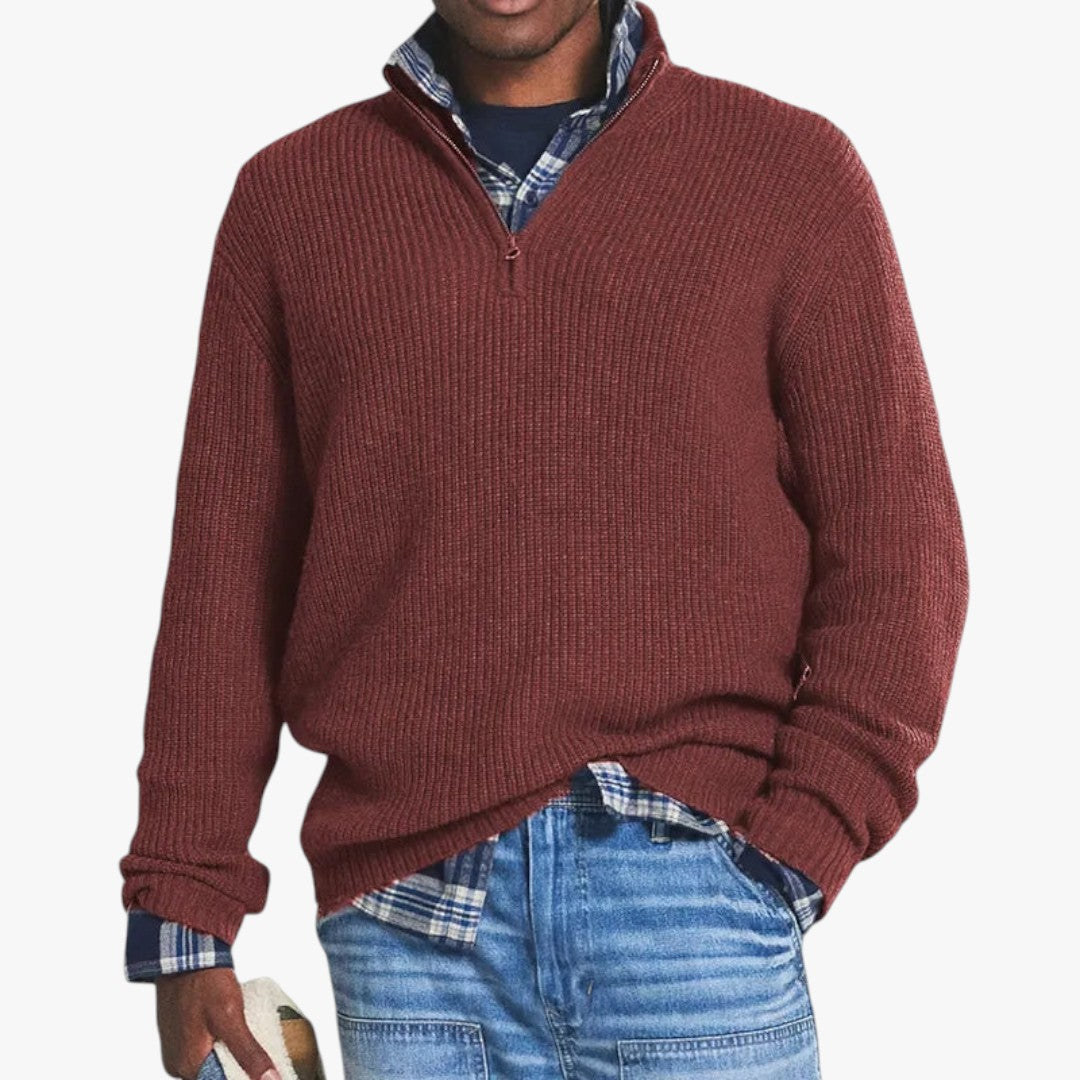 Pull en Laine Mérinos Col Montant pour Homme Gris Foncé