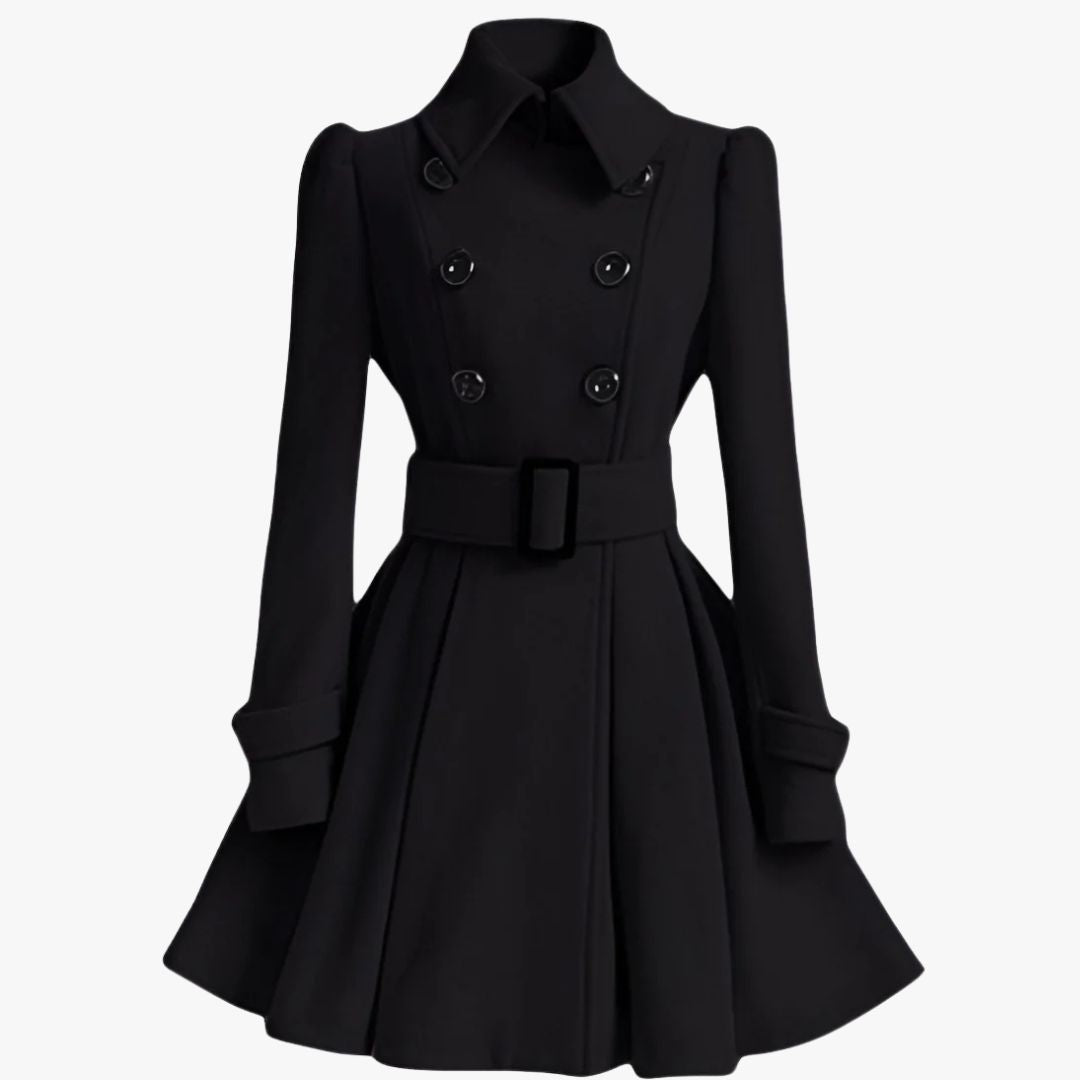 Manteau Femme Chocolat Boutons Cordon de Taille Réglable